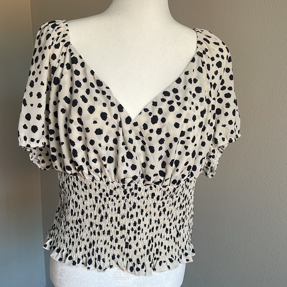 Shein Polka Dot Smocked Women's Top Size 4XL